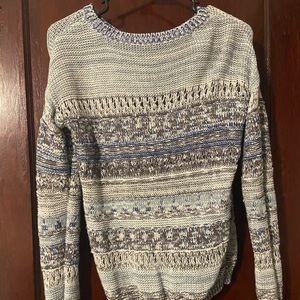 Blue Patterned Knitted Sweater